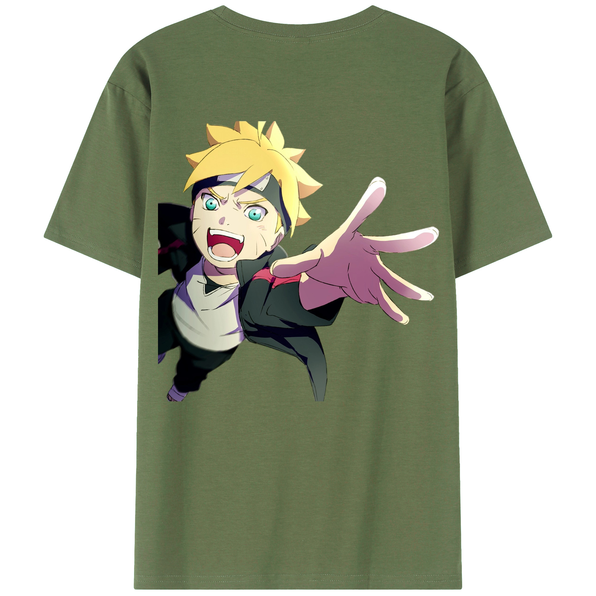 （画像用） NARUTO -ナルト- うずまき ボルト Uzumaki Boruto 綿100％ メンズ半袖Tシャツ（バックプリント） 通気性
